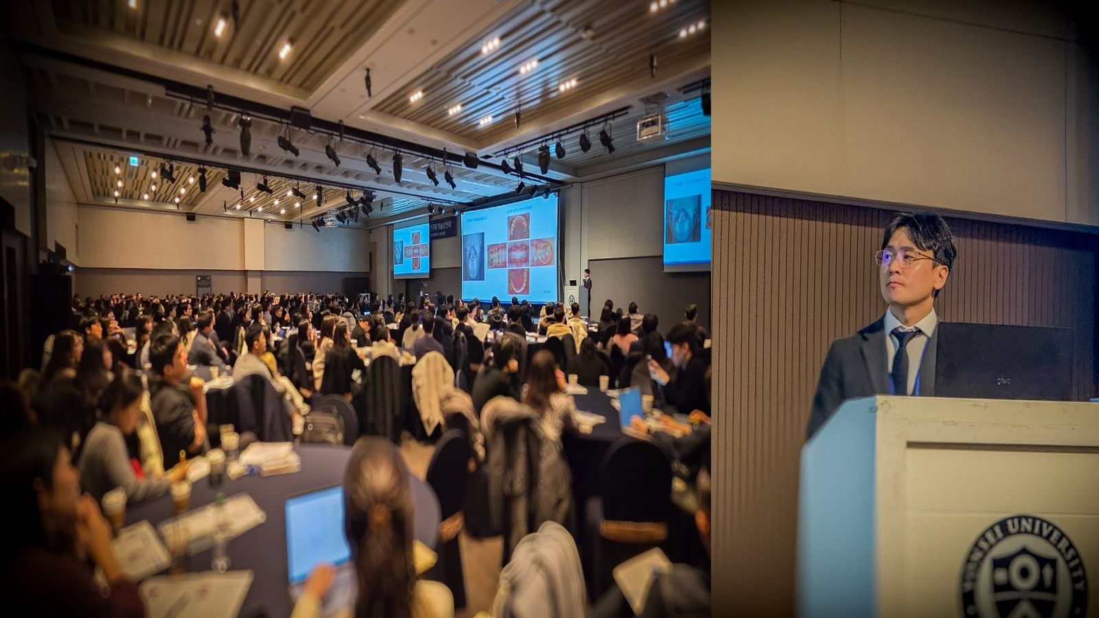 대한치과교정학회 학술강연회에서 강연 중인 이종현 원장